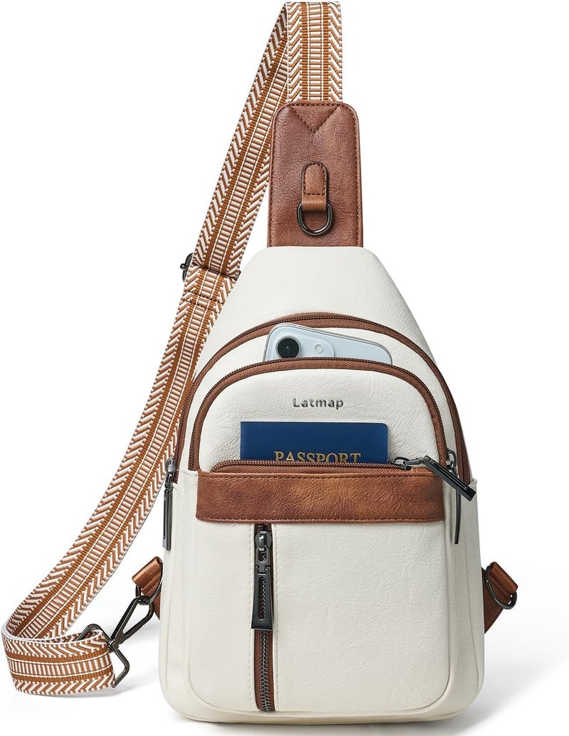 LATMAP 7L Sling Bag For Women Men Backpack Fanny Pack Crossbody Chest Travel Shoulder Belt Bags Purse Handbag PU Leather - Image 1